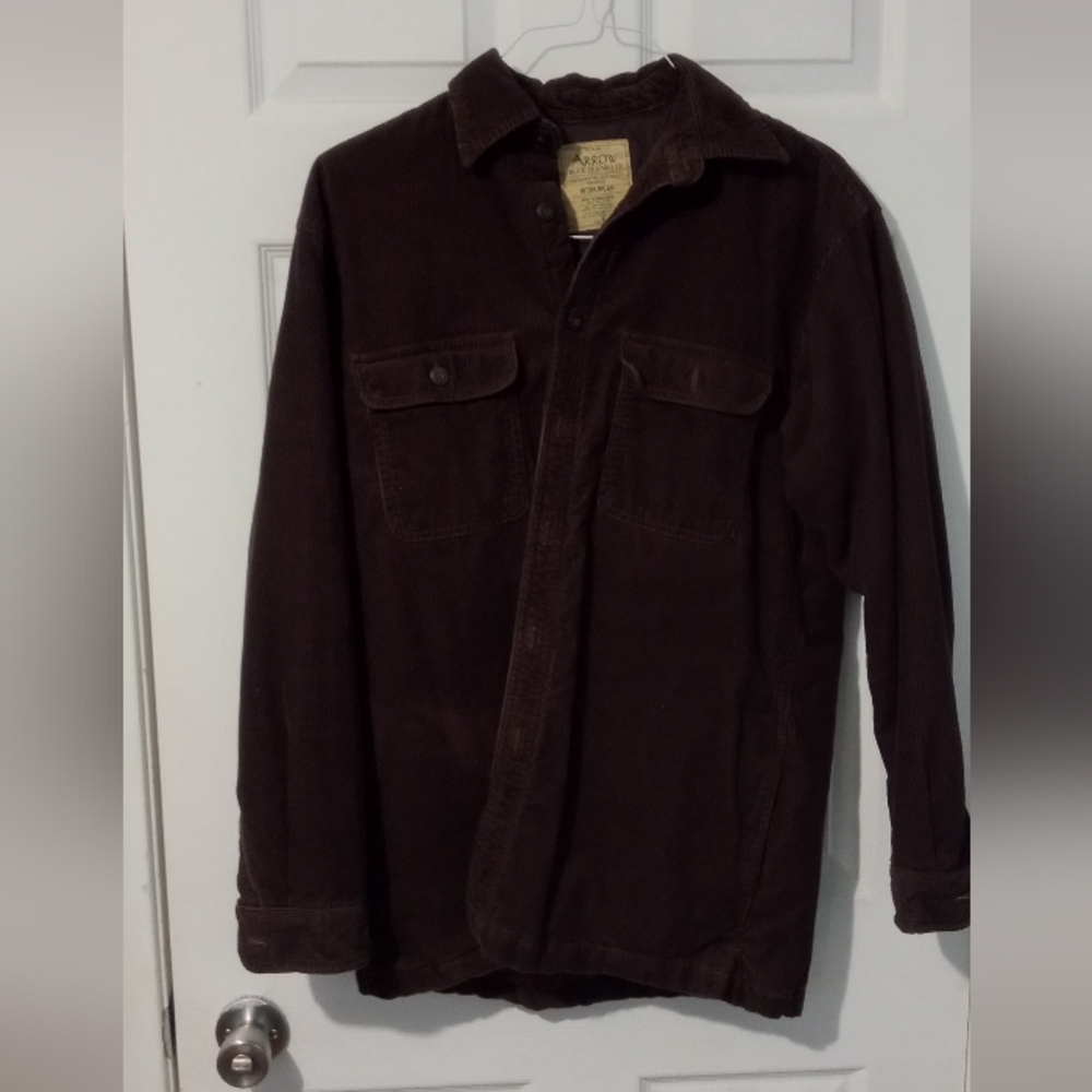 Arrow Men's Chocolate Brown Cordaroy Quilted Lining Shirt Jacket
